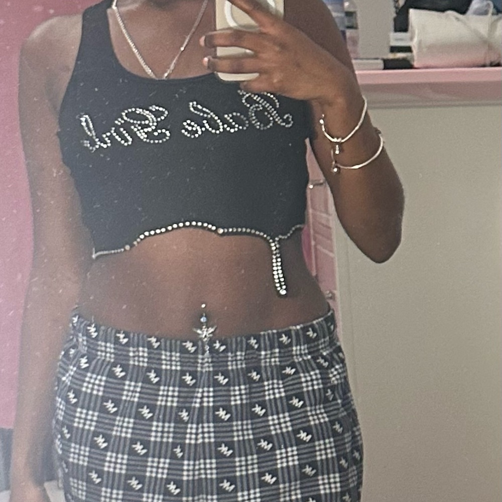 Black Rhinestone crop top - Picture 2 of 2